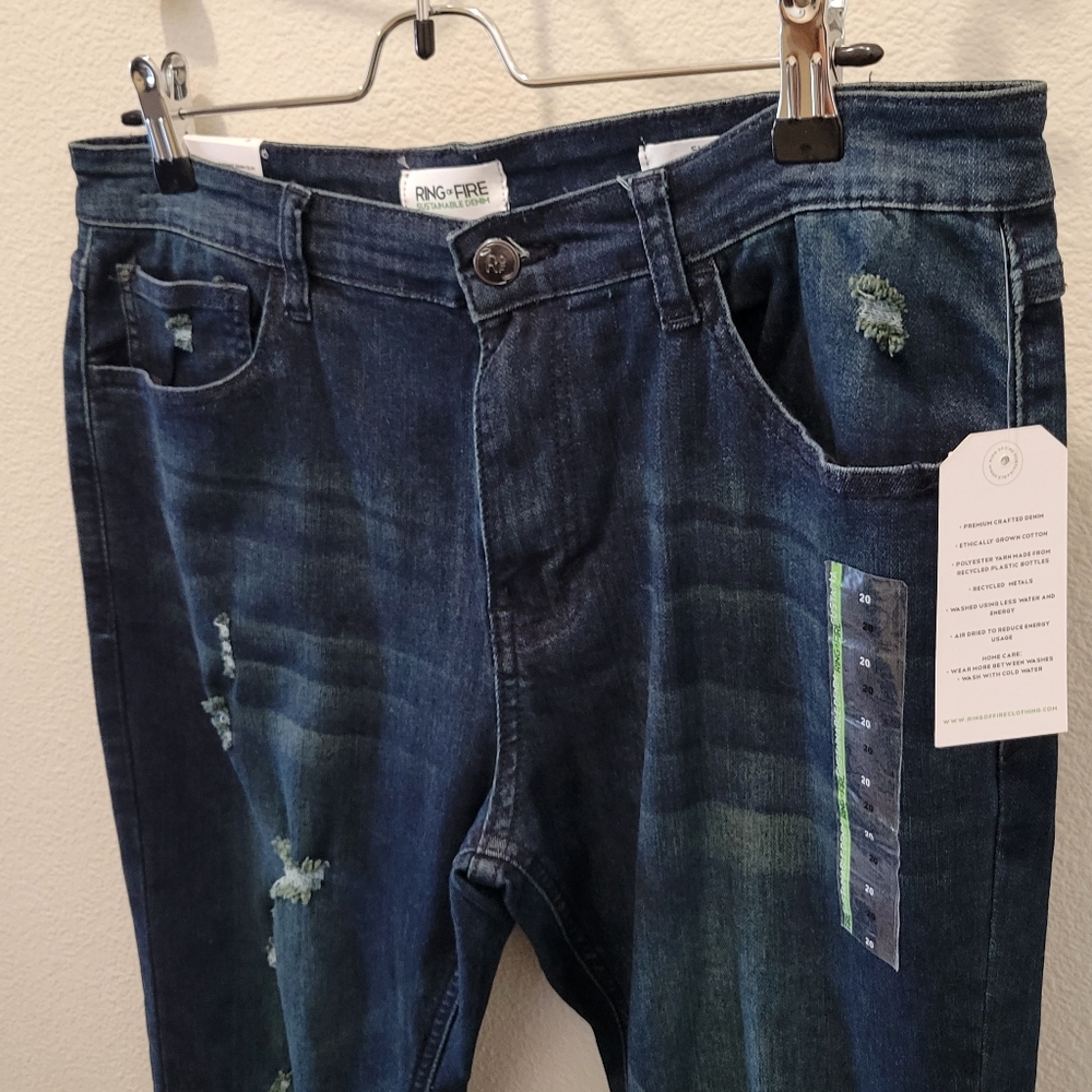 Ring Of Fire Sustainable Denim Girls Slim Cut 20 Distressed Ripped Jeans